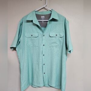 croft & barrow Men's Large Mint Green Button-Up Short Sleeve Polo Shirt